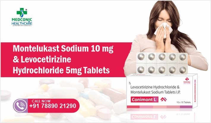 Montelukast Sodium 10 mg and Levocetirizine Hydrochloride 5 mg tablets