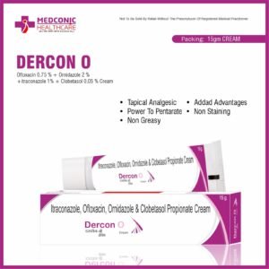 DERCON O - OFLOXACIN 075 % ORNIDAZOLE 2 % ITRACONAZOLE 1% CLOBETASOL 005 %